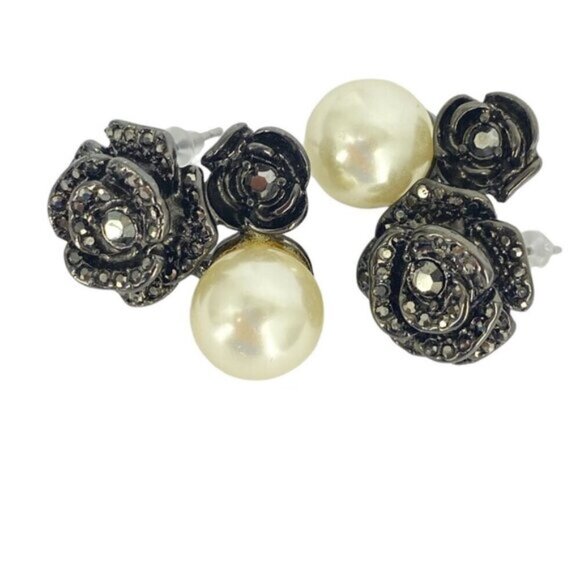 2 Pairs Of Statement Faux Pearl Sparkly Earrings - Picture 2 of 7